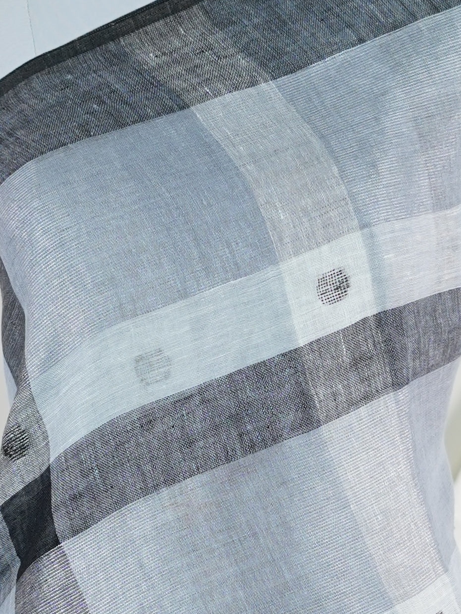 Linen Black 100% Pure Linen - Manoranjitham Weaves - Handloom Store