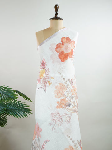 Linen A pristine white base adorned with multicolour floral motifs makes this Silk Kota saree a picture of elegance.br
Fine zari threads glint softly through the weave, adding a touch of celebration.br
Light as air and beautifully translucent, it’s ideal for summer occasions.br
A delicate dance of tradition and colour from Varanasi.br
#SilkKota #FloralElegance #WhiteSareeCharm #FineZariWeave #ManoranjithamSarees Yadukulakambhoji - Multicolour Semi Silk Saree - Manoranjitham Weaves - Handloom Store