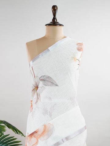Linen A pristine white base adorned with multicolour floral motifs makes this Silk Kota saree a picture of elegance.br
Fine zari threads glint softly through the weave, adding a touch of celebration.br
Light as air and beautifully translucent, it’s ideal for summer occasions.br
A delicate dance of tradition and colour from Varanasi.br
#SilkKota #FloralElegance #WhiteSareeCharm #FineZariWeave #ManoranjithamSarees Arunachala - Multicolour Semi Silk Saree - Manoranjitham Weaves - Handloom Store