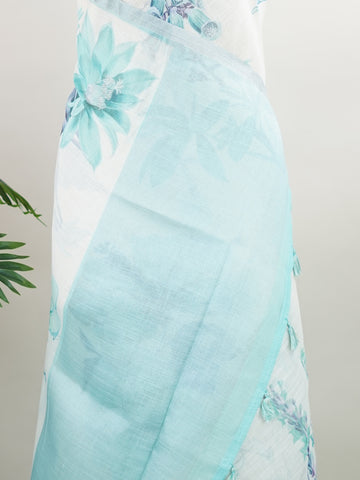 Linen A pristine white base adorned with multicolour floral motifs makes this Silk Kota saree a picture of elegance.
Fine zari threads glint softly through the weave, adding a touch of celebration.
Light as air and beautifully translucent, it’s ideal for summer occasions.
A delicate dance of tradition and colour from Varanasi.
#SilkKota #FloralElegance #WhiteSareeCharm #FineZariWeave #ManoranjithamSarees







 Bahudari - Manoranjitham Weaves - Handloom Store