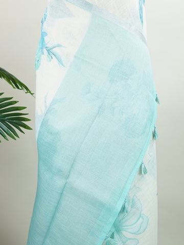 Linen A pristine white base adorned with multicolour floral motifs makes this Silk Kota saree a picture of elegance.br
Fine zari threads glint softly through the weave, adding a touch of celebration.br
Light as air and beautifully translucent, it’s ideal for summer occasions.br
A delicate dance of tradition and colour from Varanasi.br
#SilkKota #FloralElegance #WhiteSareeCharm #FineZariWeave #ManoranjithamSarees Bhairavam - Multicolour Semi Silk Saree - Manoranjitham Weaves - Handloom Store