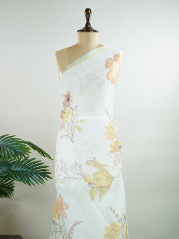 Linen A pristine white base adorned with multicolour floral motifs makes this Silk Kota saree a picture of elegance.
Fine zari threads glint softly through the weave, adding a touch of celebration.
Light as air and beautifully translucent, it’s ideal for summer occasions.
A delicate dance of tradition and colour from Varanasi.
#SilkKota #FloralElegance #WhiteSareeCharm #FineZariWeave #ManoranjithamSarees







 Buddhamanohari - Manoranjitham Weaves - Handloom Store