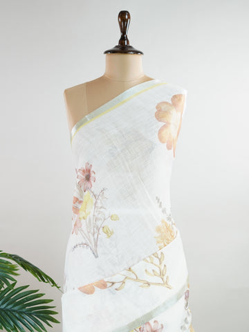 Linen A pristine white base adorned with multicolour floral motifs makes this Silk Kota saree a picture of elegance.
Fine zari threads glint softly through the weave, adding a touch of celebration.
Light as air and beautifully translucent, it’s ideal for summer occasions.
A delicate dance of tradition and colour from Varanasi.
#SilkKota #FloralElegance #WhiteSareeCharm #FineZariWeave #ManoranjithamSarees







 Buddhamanohari - Manoranjitham Weaves - Handloom Store