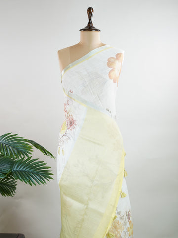 Linen A pristine white base adorned with multicolour floral motifs makes this Silk Kota saree a picture of elegance.
Fine zari threads glint softly through the weave, adding a touch of celebration.
Light as air and beautifully translucent, it’s ideal for summer occasions.
A delicate dance of tradition and colour from Varanasi.
#SilkKota #FloralElegance #WhiteSareeCharm #FineZariWeave #ManoranjithamSarees







 Buddhamanohari - Manoranjitham Weaves - Handloom Store