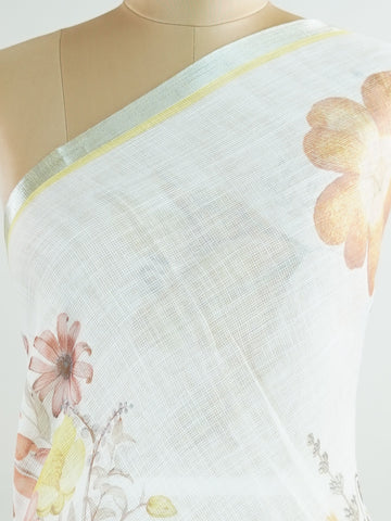 Linen A pristine white base adorned with multicolour floral motifs makes this Silk Kota saree a picture of elegance.
Fine zari threads glint softly through the weave, adding a touch of celebration.
Light as air and beautifully translucent, it’s ideal for summer occasions.
A delicate dance of tradition and colour from Varanasi.
#SilkKota #FloralElegance #WhiteSareeCharm #FineZariWeave #ManoranjithamSarees







 Chintamani - Manoranjitham Weaves - Handloom Store