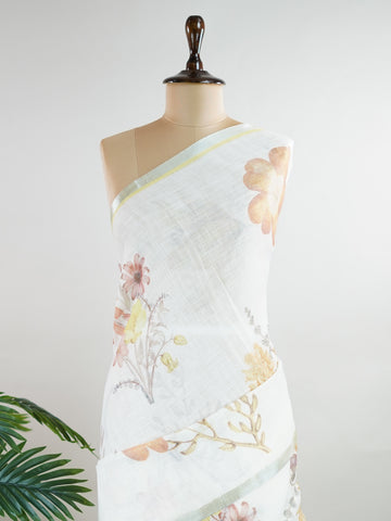 Linen A pristine white base adorned with multicolour floral motifs makes this Silk Kota saree a picture of elegance.
Fine zari threads glint softly through the weave, adding a touch of celebration.
Light as air and beautifully translucent, it’s ideal for summer occasions.
A delicate dance of tradition and colour from Varanasi.
#SilkKota #FloralElegance #WhiteSareeCharm #FineZariWeave #ManoranjithamSarees







 Chintamani - Manoranjitham Weaves - Handloom Store