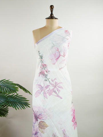 Linen A pristine white base adorned with multicolour floral motifs makes this Silk Kota saree a picture of elegance.br
Fine zari threads glint softly through the weave, adding a touch of celebration.br
Light as air and beautifully translucent, it’s ideal for summer occasions.br
A delicate dance of tradition and colour from Varanasi.br
#SilkKota #FloralElegance #WhiteSareeCharm #FineZariWeave #ManoranjithamSarees Chittaranjani - Multicolour Semi Silk Saree - Manoranjitham Weaves - Handloom Store