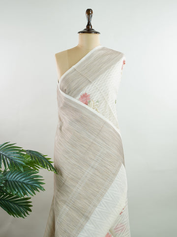 Kota This exquisite 100% Pure Silk  saree, featuring Peach and nan, celebrates heritage craftsmanship. Its intricate Buttas work makes it a timeless classic. Charukesi - Peach Handloom Pure Silk Saree | Woven Buttas - Manoranjitham Weaves - Handloom Store