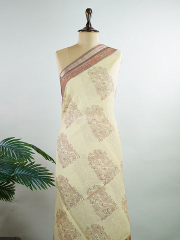 Kota A masterpiece inA breezy Cotton Kota Doria saree adorned with delicate handblock prints and glistening mirror work—light as air, rich in tradition.br
Its translucent texture and airy drape make it perfect for summer gatherings and everyday grace.br
Every motif is stamped by hand, reflecting the charm of slow craft and timeless elegance.br
#HandloomCotton #KotaDoria #BlockPrintSaree #MirrorWork #Manoranjitham Chandrakauns - Handloom Pure Silk Saree | Handwoven | Buttas - Manoranjitham Weaves - Handloom 