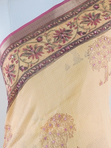 Kota A breezy Cotton Kota Doria saree adorned with delicate handblock prints and glistening mirror work—light as air, rich in tradition.br
Its translucent texture and airy drape make it perfect for summer gatherings and everyday grace.br
Every motif is stamped by hand, reflecting the charm of slow craft and timeless elegance.br
#HandloomCotton #KotaDoria #BlockPrintSaree #MirrorWork #Manoranjitham Darbar - Handloom Pure Silk Saree | Handwoven | Buttas - Manoranjitham Weaves - Handloom Store