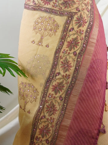 Kota A masterpiece in Chiniya Silk, this Oange saree adorned with Bracade Motifs patterns exudes regal charm. Perfect for the modern bride who cherishes tradition. Dharmavati - Orange Handloom Pure Silk Saree | Brocade Weave - Manoranjitham Weaves - Handloom Store