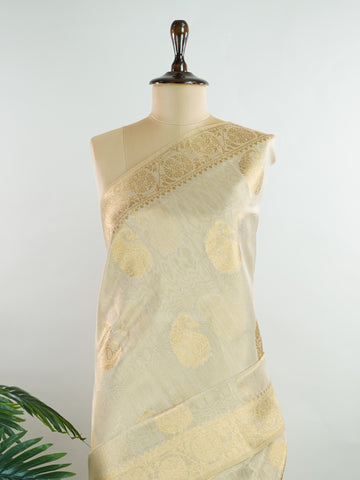 tissue This Kora Semi Tissue saree in rich gold features elegant stripes woven with fine zari. Lightweight and luminous, it captures the essence of festive finesse. Crafted in Varanasi, it drapes with ease and radiance. A timeless choice for celebrations with subtle grandeur. #KoraSemiTissue #GoldStripes #FineZari #VaranasiWeaves #ManoranjithamSarees Srividya - Manoranjitham Weaves - Handloom Store