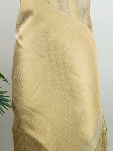 tissue This Kora Semi Tissue saree in rich gold features elegant stripes woven with fine zari. Lightweight and luminous, it captures the essence of festive finesse. Crafted in Varanasi, it drapes with ease and radiance. A timeless choice for celebrations with subtle grandeur. #KoraSemiTissue #GoldStripes #FineZari #VaranasiWeaves #ManoranjithamSarees Jeevitha - Manoranjitham Weaves - Handloom Store