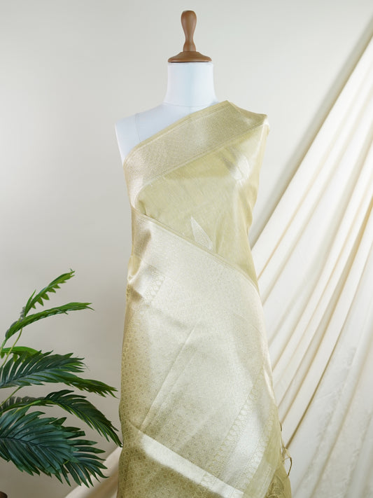 tissue Olive Green Semi Tissue - Manoranjitham Weaves - Handloom Store