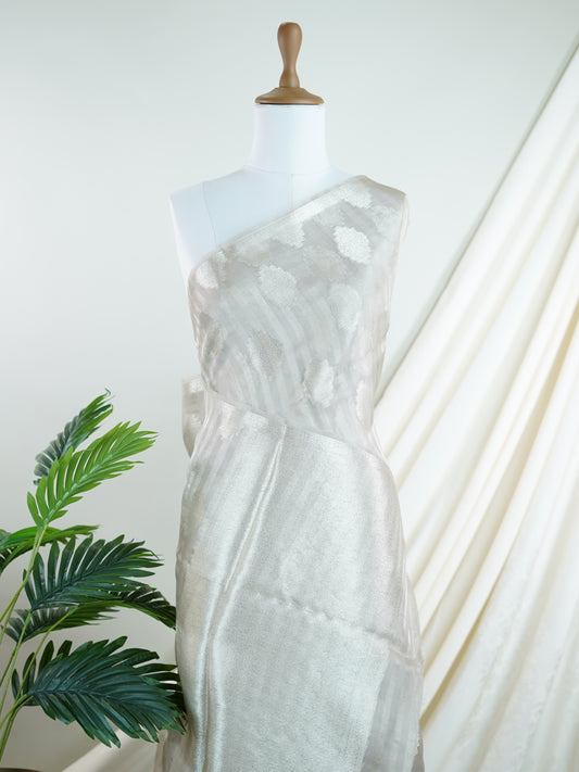 tissue Grey 100% Pure Tissue - Manoranjitham Weaves - Handloom Store