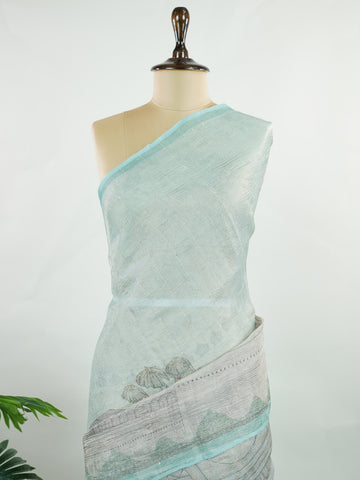 tissue A delicate Banaras Tissue saree woven in the heritage looms of Varanasi, this piece captures the timeless shimmer of fine zari work on a lightweight, translucent base. The luminous fabric drapes effortlessly and catches the light beautifully, making it an ideal choice for festive gatherings, pujas, and celebrations. Its airy texture keeps you comfortable while the subtle zari detailing adds a touch of understated elegance. tissue - Semi Silk Saree - Manoranjitham Weaves - Handloom Store