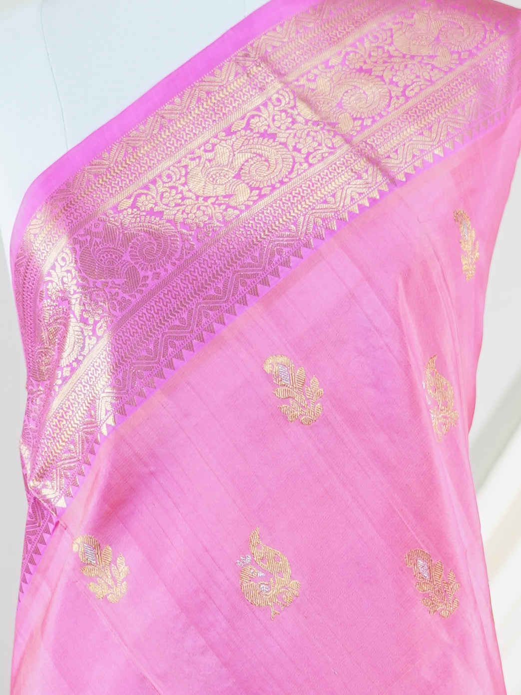 Venkatagiri Silk Baby Pink 100% Pure Silk  - Manoranjitham Weaves - Handloom Store