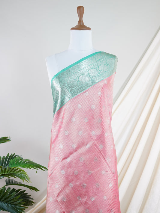 Venkatagiri Silk Pink 100% Pure Silk  - Manoranjitham Weaves - Handloom Store