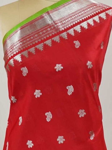 Venkatagiri Silk This 100% Pure Silk  silk saree, adorned in Red and detailed with Pure Zari weaving, reflects the grandeur of Venkatagiri. The timeless Buttis motifs enhance its bridal charm. A perfect blend of luxury and tradition, it is designed for those who appreciate fine craftsmanship. Patdeepa - Red Venkatagiri Pure Silk Saree - Manoranjitham Weaves - Handloom Store