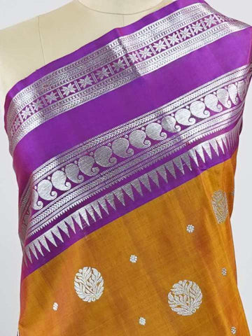 Hindola - Brown Venkatagiri Pure Silk Saree