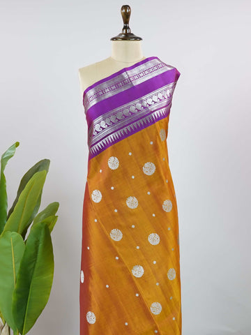 Hindola - Brown Venkatagiri Pure Silk Saree