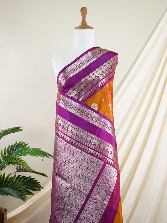 Venkatagiri Silk Brown 100% Pure Silk  - Manoranjitham Weaves - Handloom Store