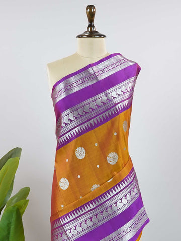 Hindola - Brown Venkatagiri Pure Silk Saree