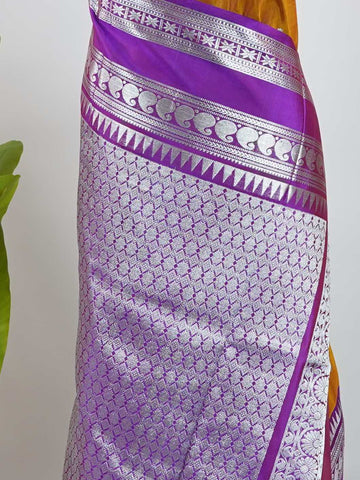 Hindola - Brown Venkatagiri Pure Silk Saree