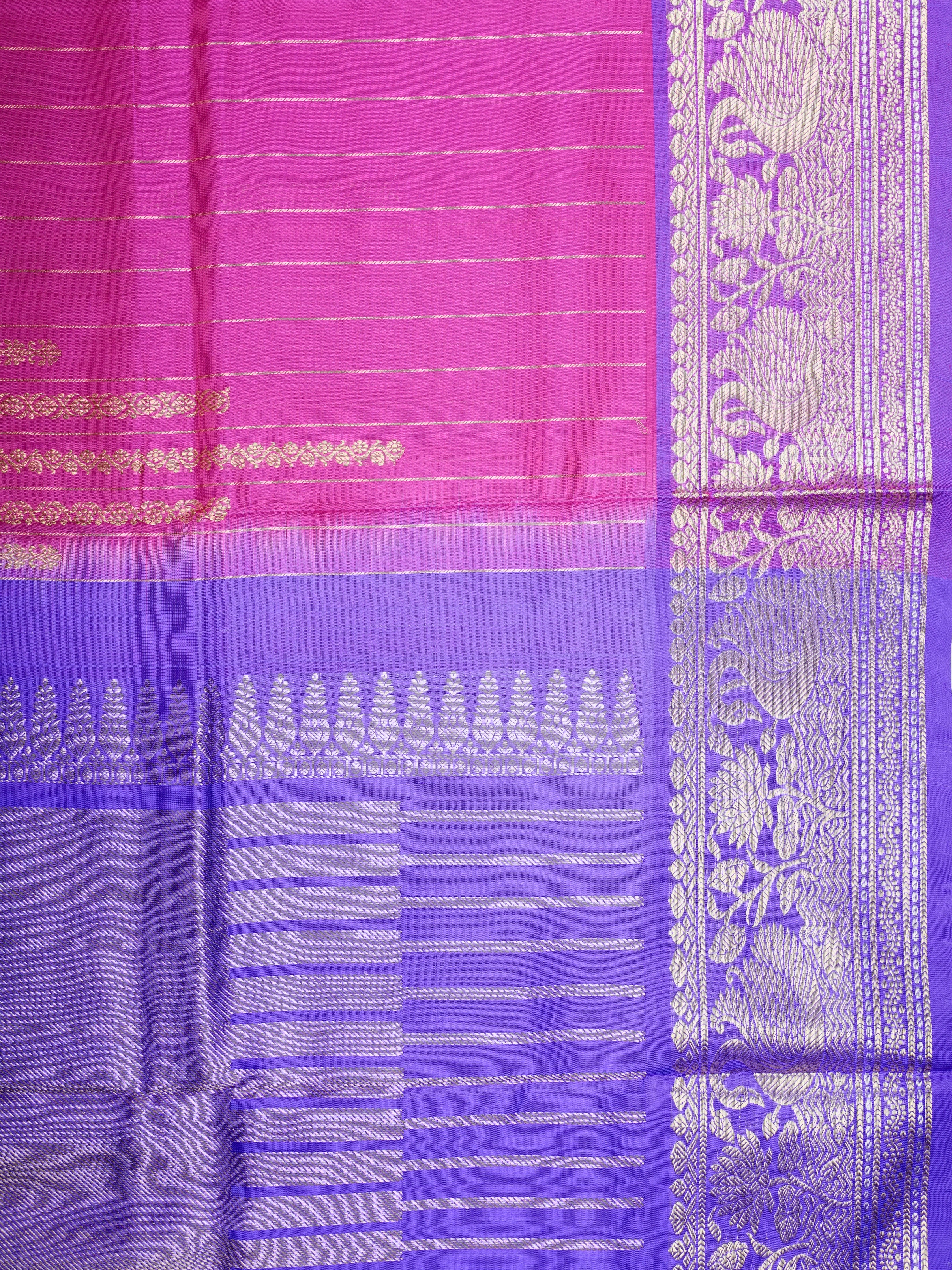 Venkatagiri Silk Purple 100% Pure Silk  - Manoranjitham Weaves - Handloom Store