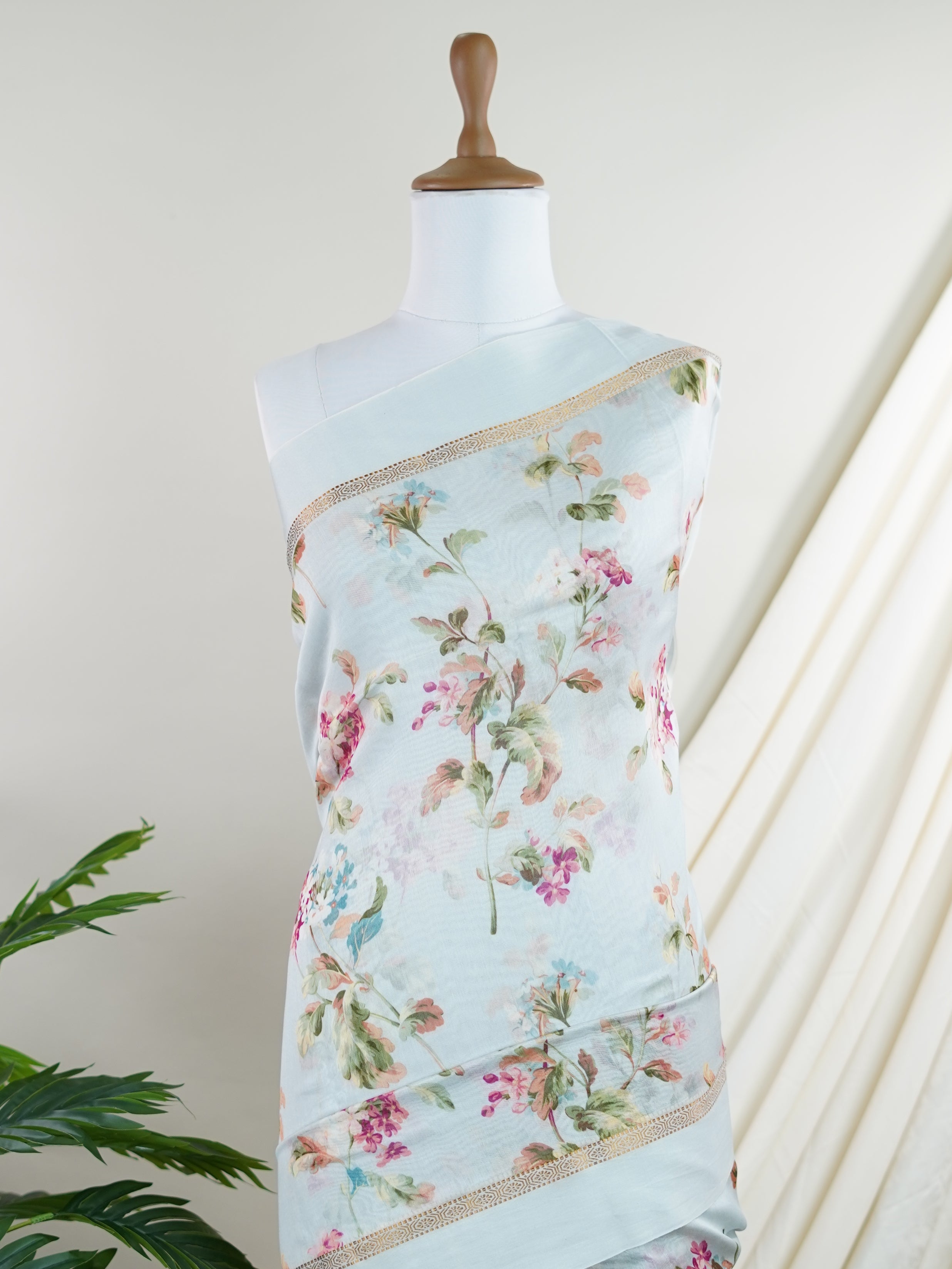 Cotton Powder Blue Silk Cotton - Manoranjitham Weaves - Handloom Store