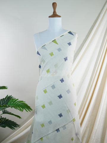 Cotton Woven with care in the looms of West Bengal, this 100% pure cotton saree blends everyday comfort with understated elegance. Fine zari floral designs shimmer softly against the breathable fabric, while the small border adds a touch of refinement. Lightweight and timeless, it’s perfect for summer gatherings and quiet celebrations Vathapi - Handloom Cotton Saree - Manoranjitham Weaves - Handloom Store