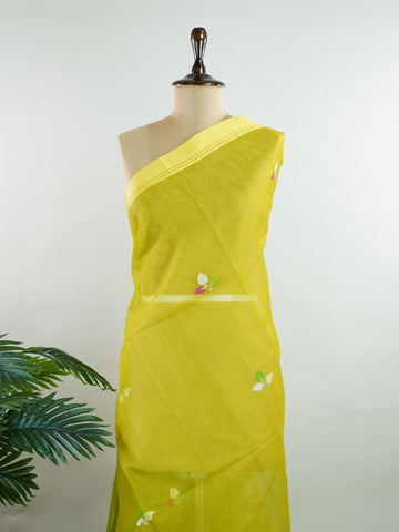 Cotton Woven with care in the looms of West Bengal, this 100% pure cotton saree blends everyday comfort with understated elegance. Fine zari floral designs shimmer softly against the breathable fabric, while the small border adds a touch of refinement. Lightweight and timeless, it’s perfect for summer gatherings and quiet celebrations Todi - Handloom Cotton Saree - Manoranjitham Weaves - Handloom Store