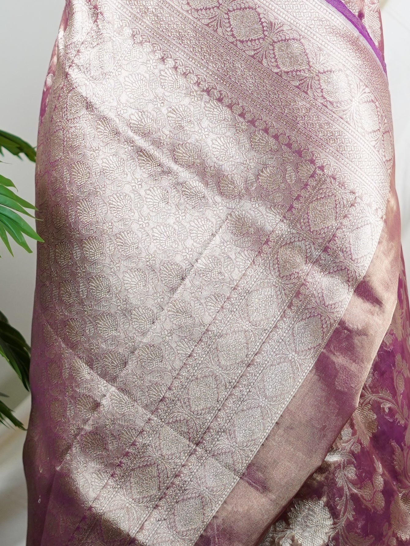 Katan Pink 100% Pure Tissue - Manoranjitham Weaves - Handloom Store