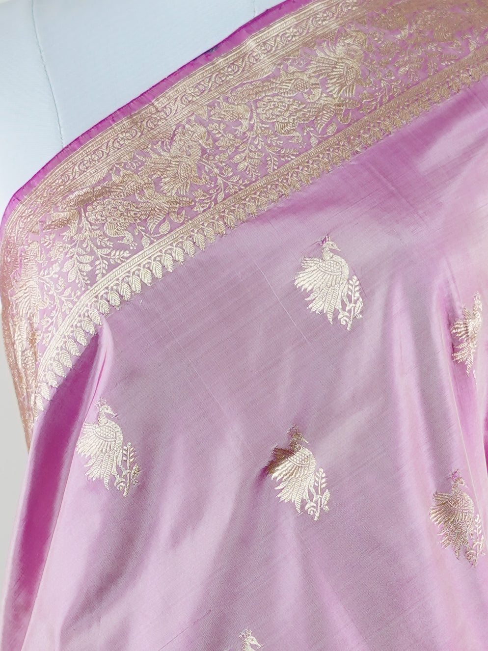 Katan Light Pink 100% Pure Katan Silk - Manoranjitham Weaves - Handloom Store
