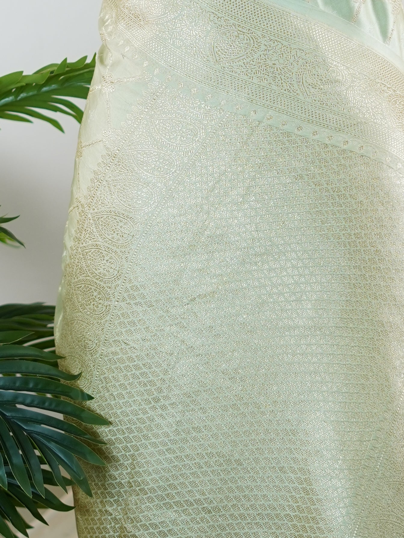 Katan Light Sea Green 100% Pure Katan Silk - Manoranjitham Weaves - Handloom Store