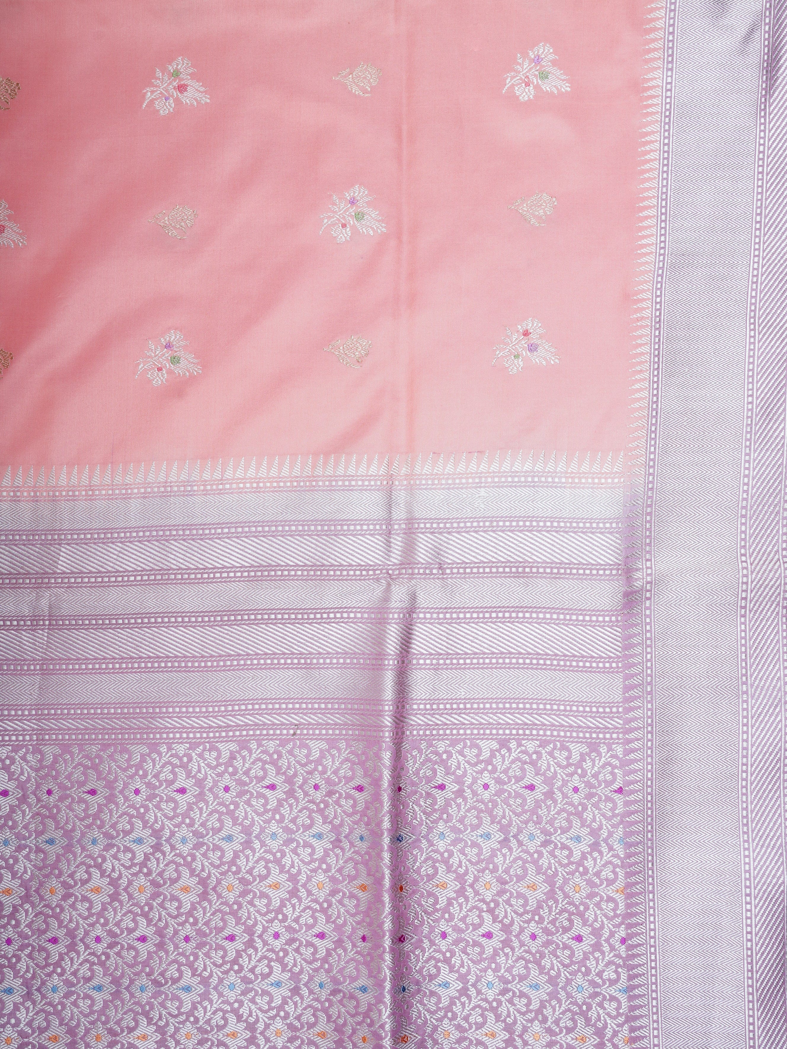 Katan Salmon rose 100% Pure Katan Silk - Manoranjitham Weaves - Handloom Store