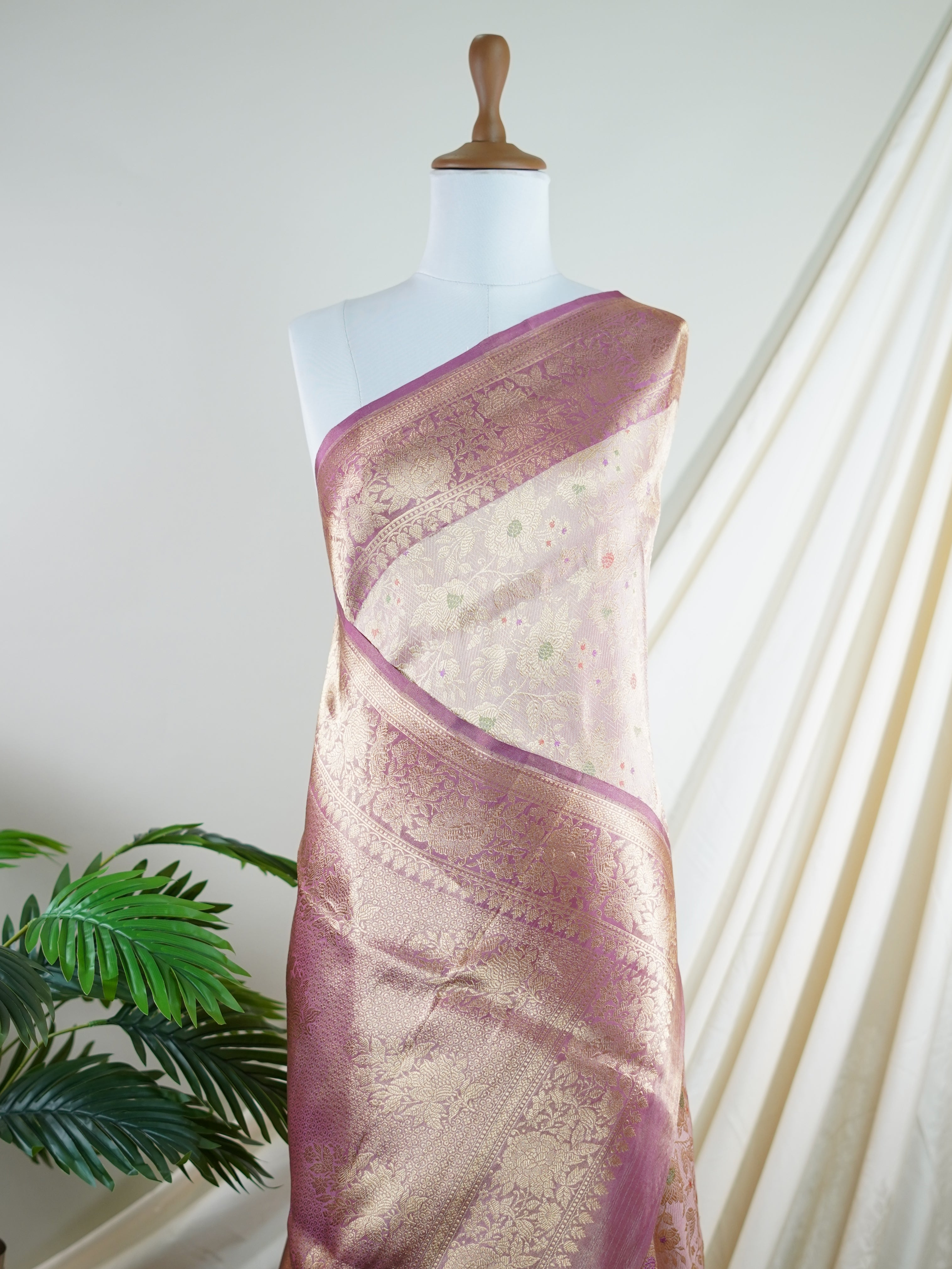 Katan Cherry Blossom 100% Pure Katan Silk - Manoranjitham Weaves - Handloom Store