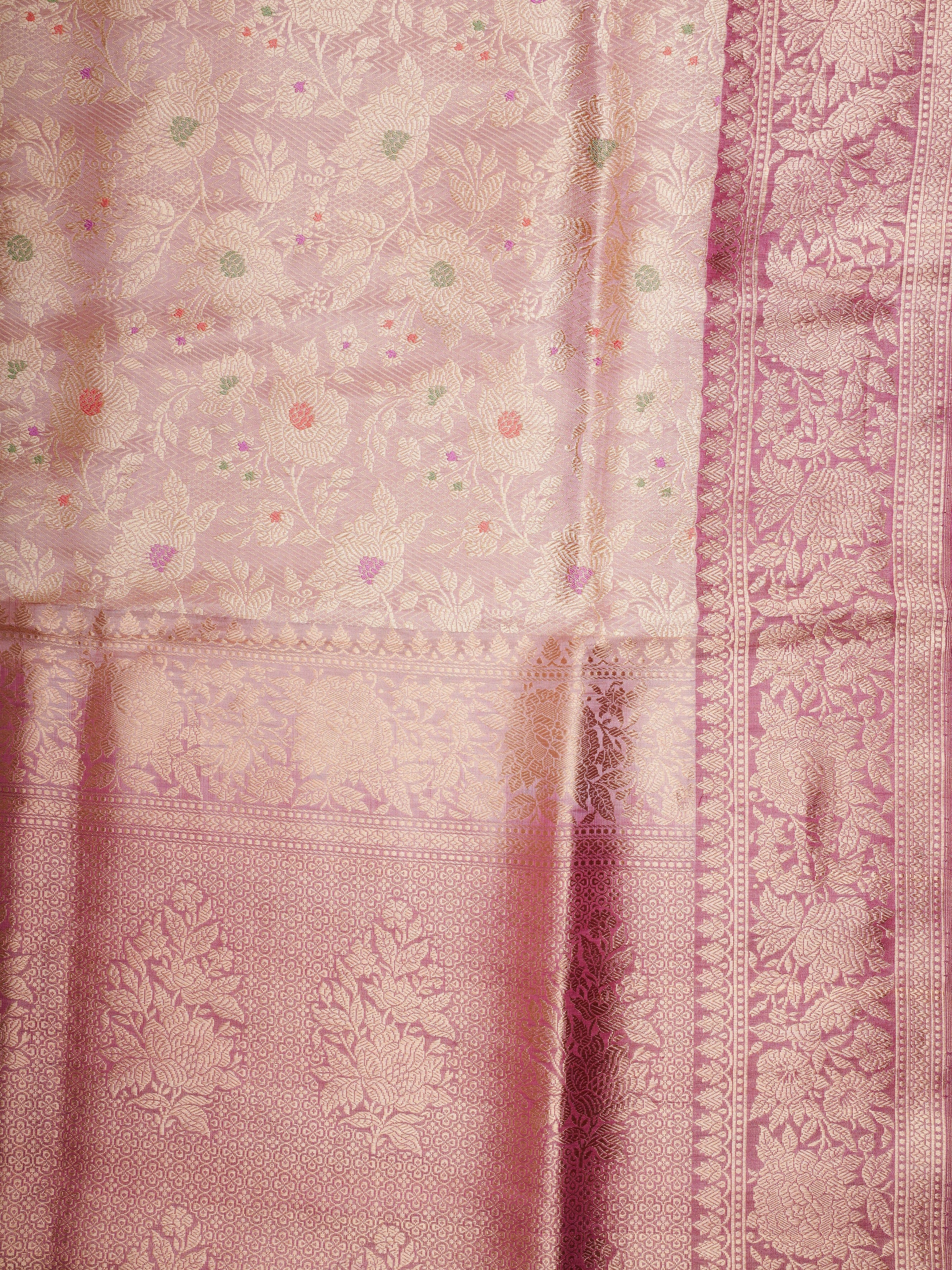 Katan Cherry Blossom 100% Pure Katan Silk - Manoranjitham Weaves - Handloom Store