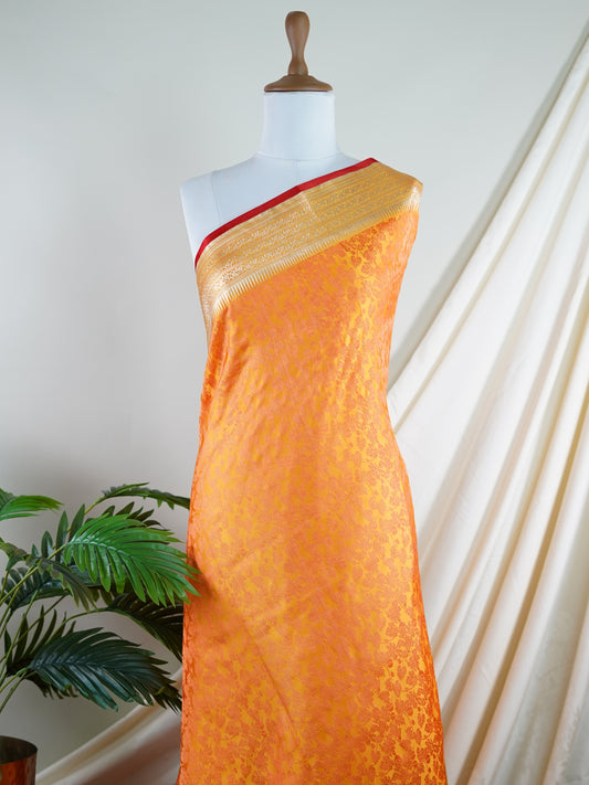 Katan Yellow 100% Pure Katan Silk - Manoranjitham Weaves - Handloom Store