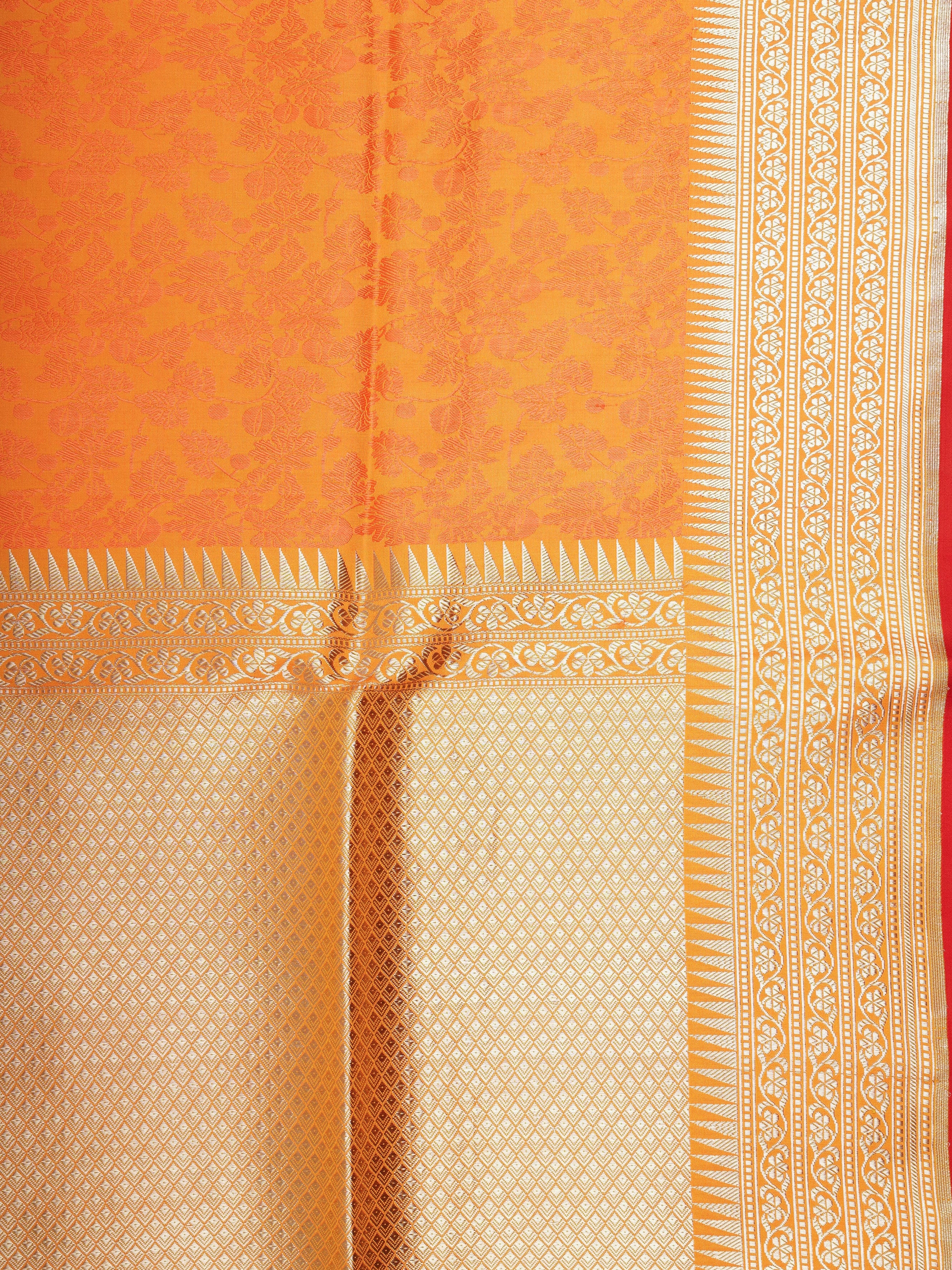 Katan Yellow 100% Pure Katan Silk - Manoranjitham Weaves - Handloom Store