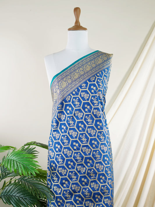 Katan Navy Blue 100% Pure Katan Silk - Manoranjitham Weaves - Handloom Store