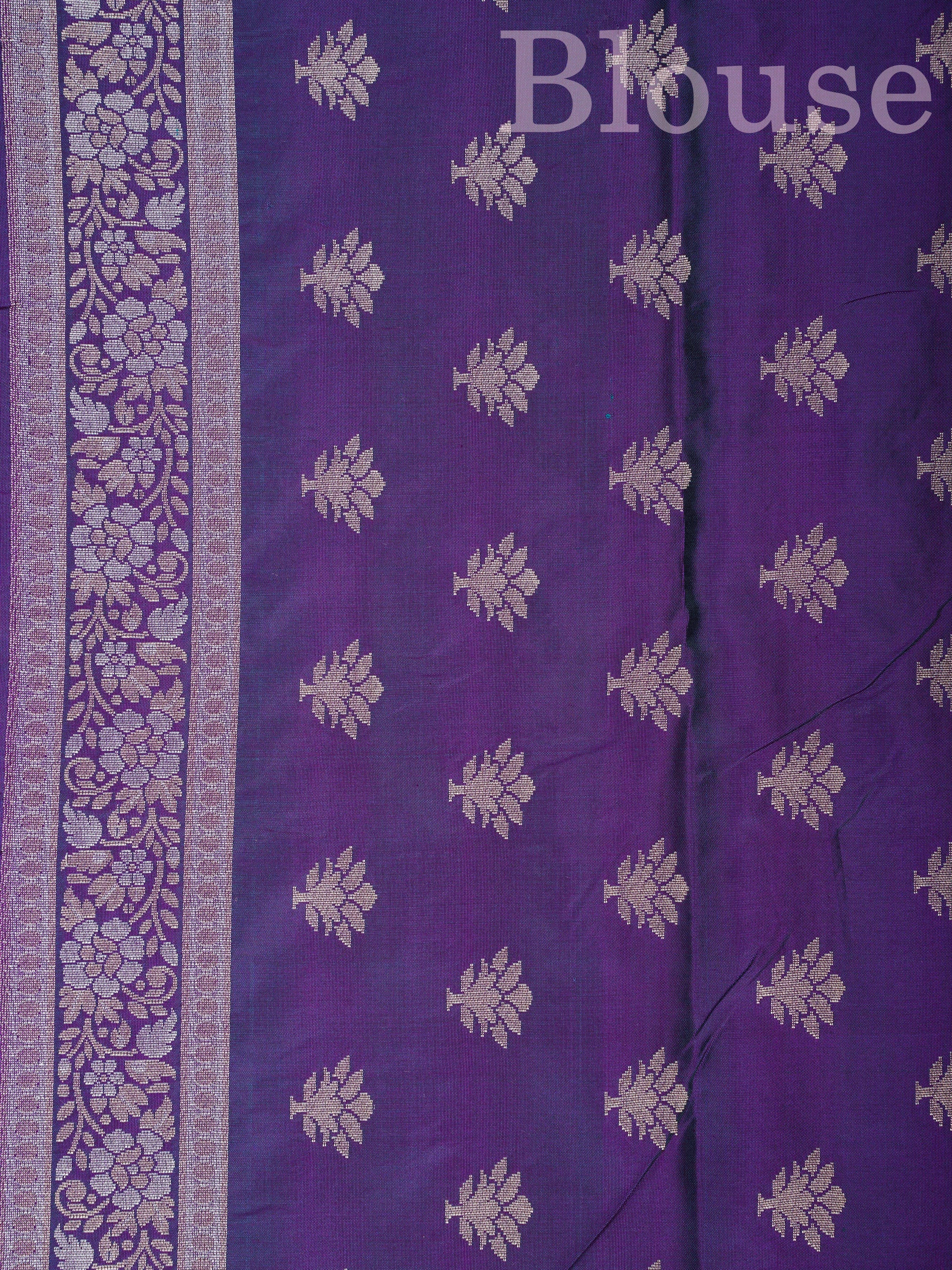 Katan Cobalt Blue 100% Pure Katan Silk - Manoranjitham Weaves - Handloom Store