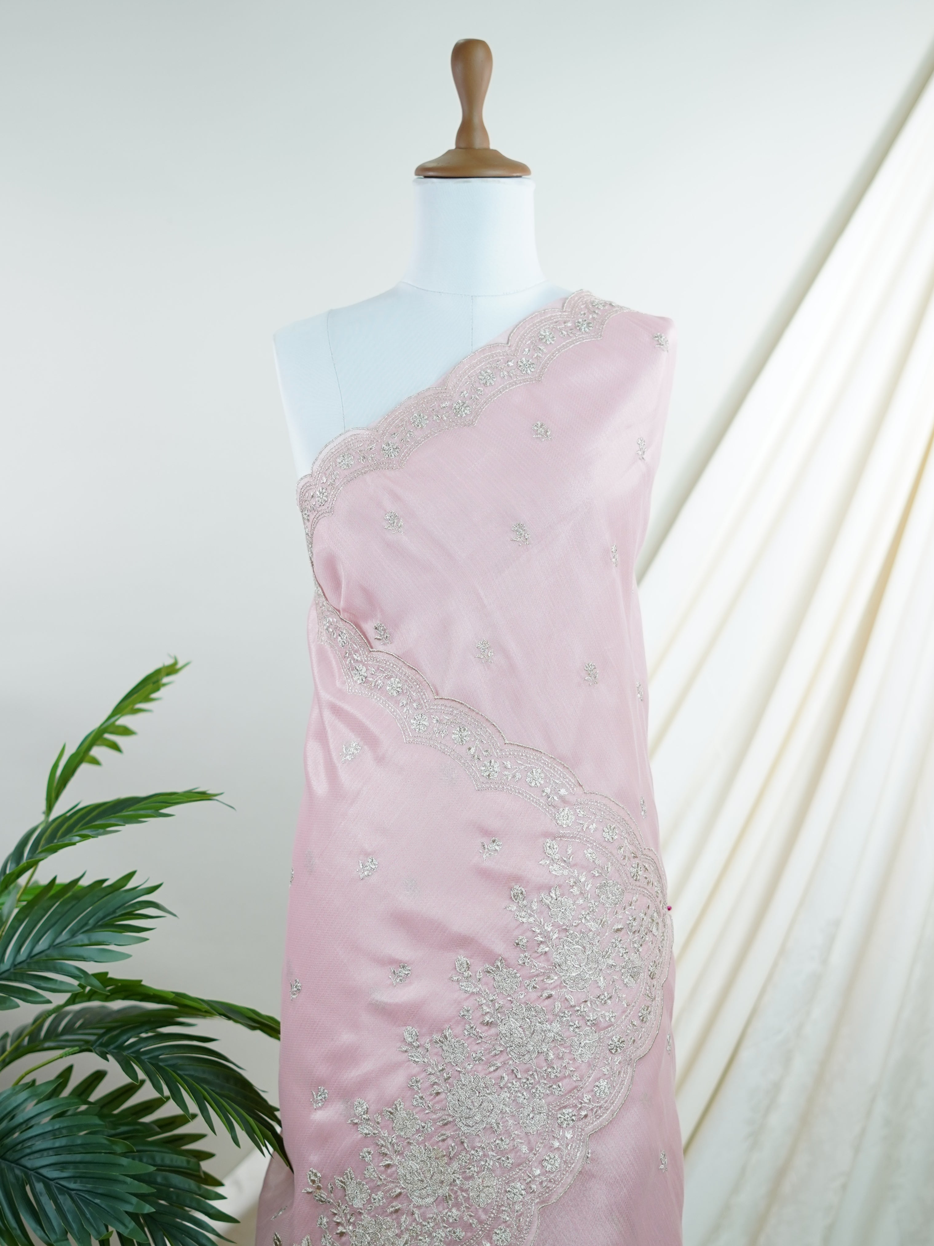 Katan Pink 100% Pure Tissue - Manoranjitham Weaves - Handloom Store