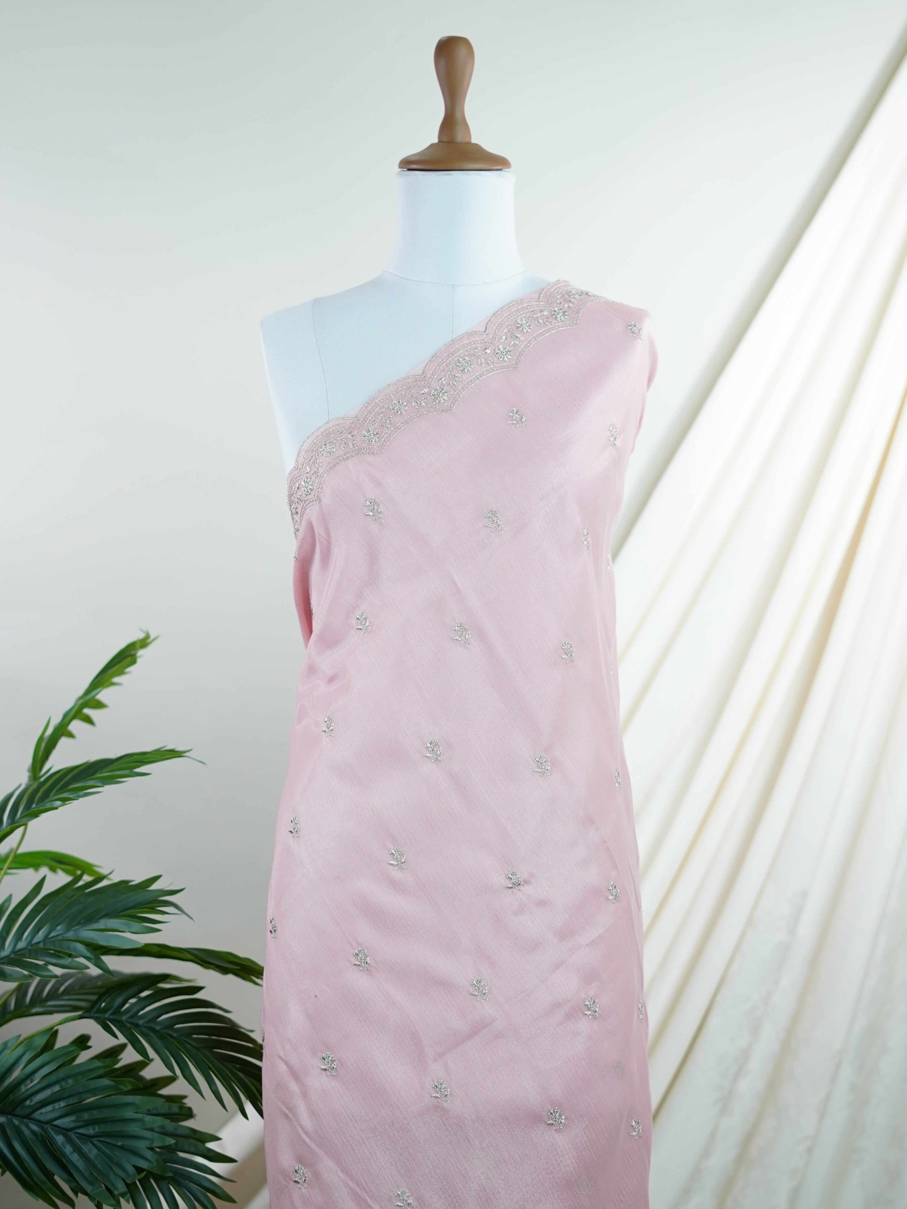 Katan Pink 100% Pure Tissue - Manoranjitham Weaves - Handloom Store