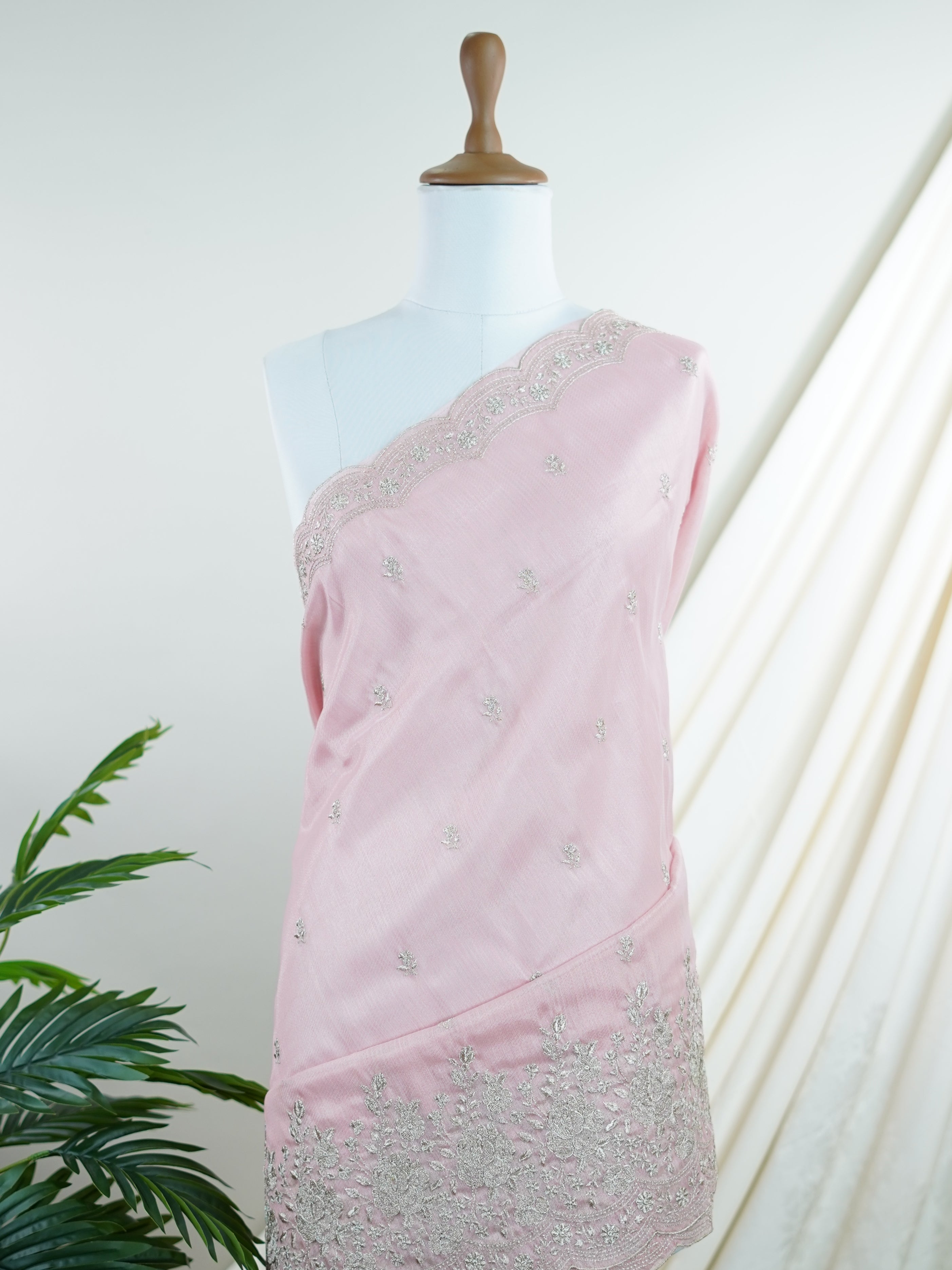 Katan Pink 100% Pure Tissue - Manoranjitham Weaves - Handloom Store