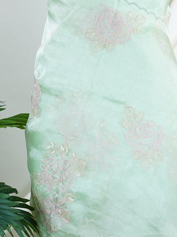 Katan Woven in the storied looms of Varanasi, this tissue saree is a luminous canvas of delicate embroidery. Its gossamer sheen and intricate handwork come together in a drape that feels both weightless and regal. A graceful choice for celebrations that call for quiet opulence. #TissueSaree #EmbroideredElegance #VaranasiHandloom #SheerLuxury #TimelessDrape Revathi - Manoranjitham Weaves - Handloom Store