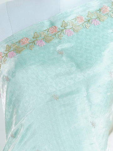 Katan Woven in the storied looms of Varanasi, this tissue saree is a luminous canvas of delicate embroidery. Its gossamer sheen and intricate handwork come together in a drape that feels both weightless and regal. A graceful choice for celebrations that call for quiet opulence. #TissueSaree #EmbroideredElegance #VaranasiHandloom #SheerLuxury #TimelessDrape Rohitha - Manoranjitham Weaves - Handloom Store