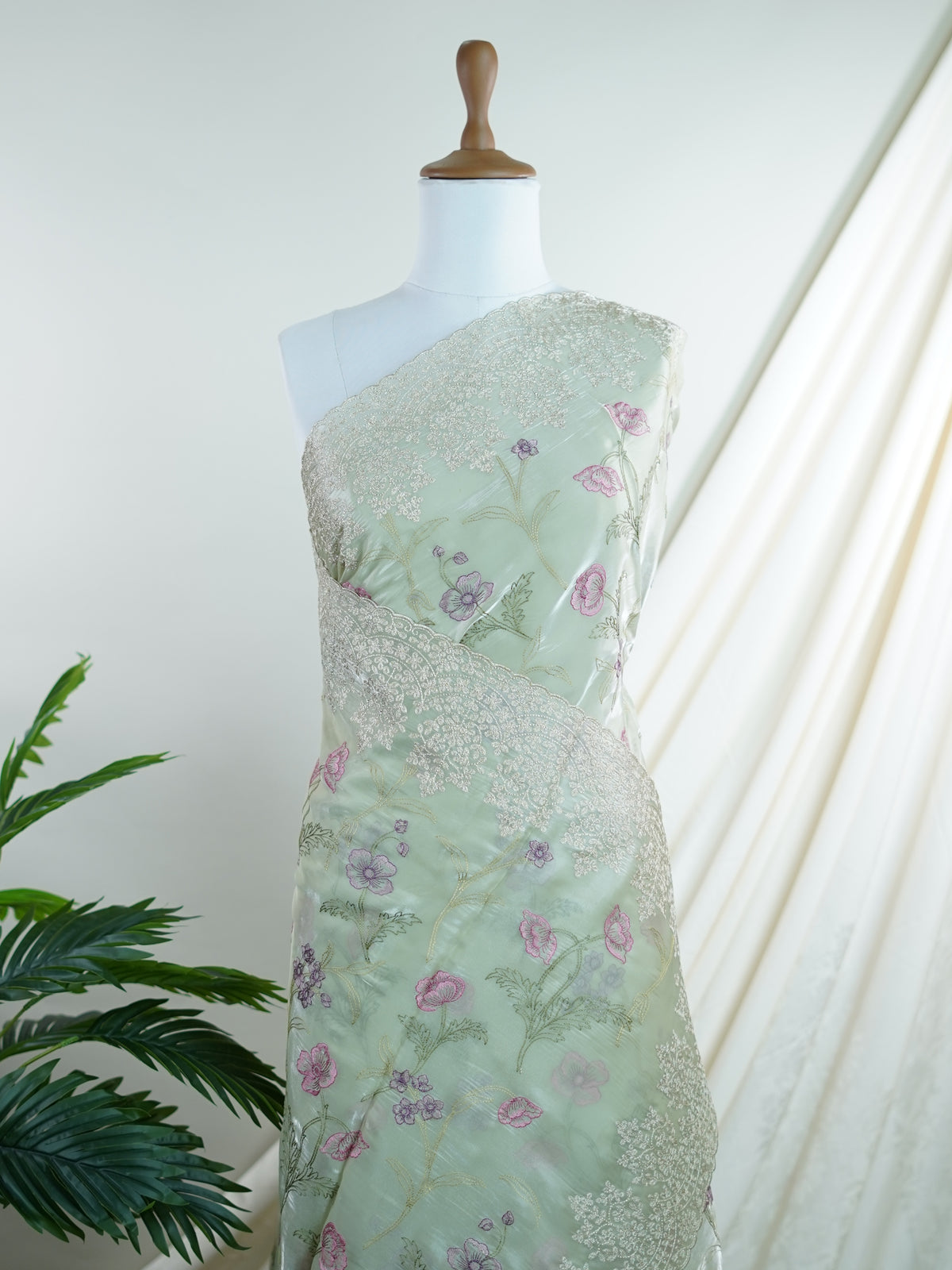 Katan Green 100% Pure Tissue - Manoranjitham Weaves - Handloom Store