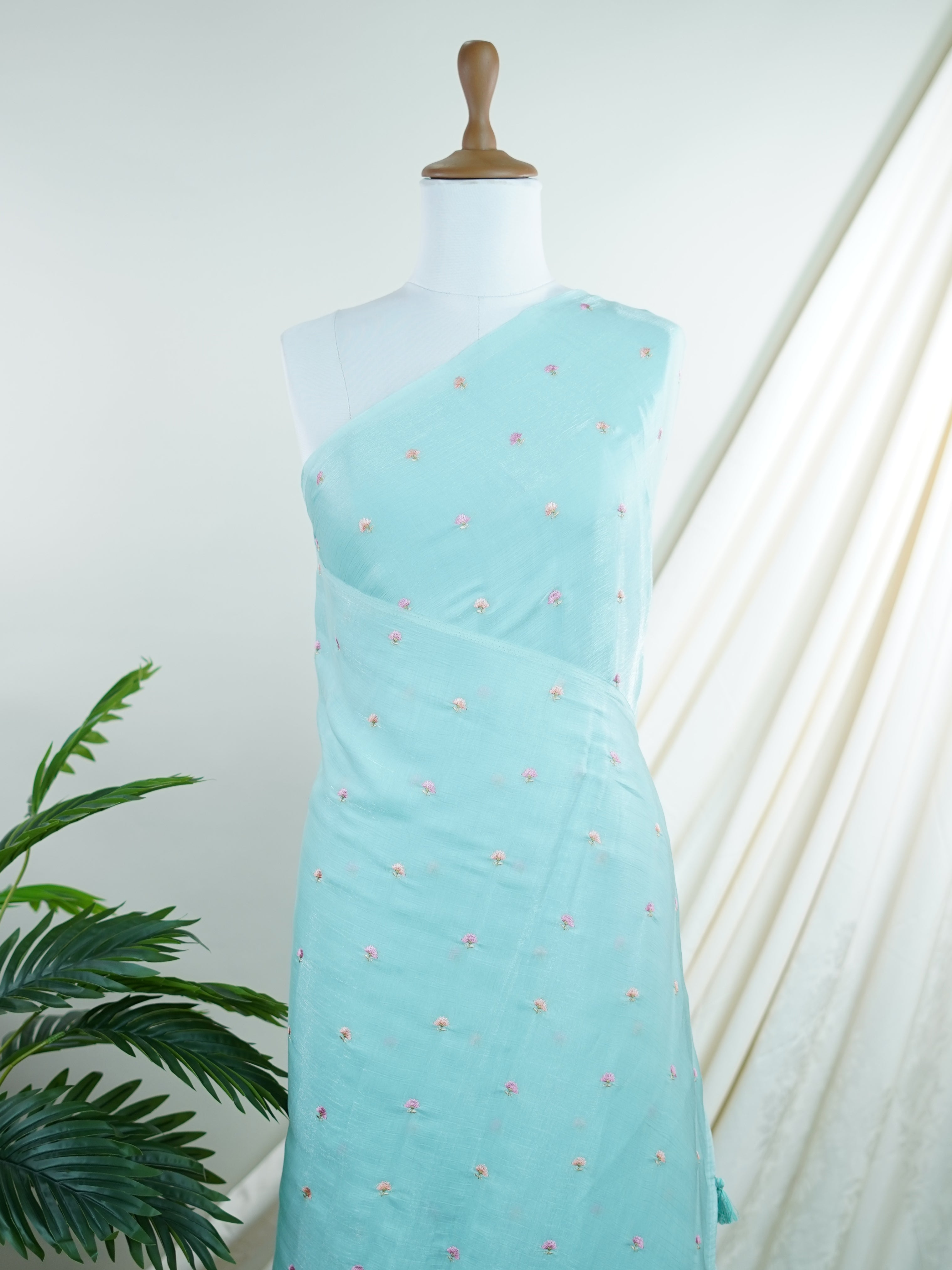 Katan Blue 100% Pure Tissue - Manoranjitham Weaves - Handloom Store