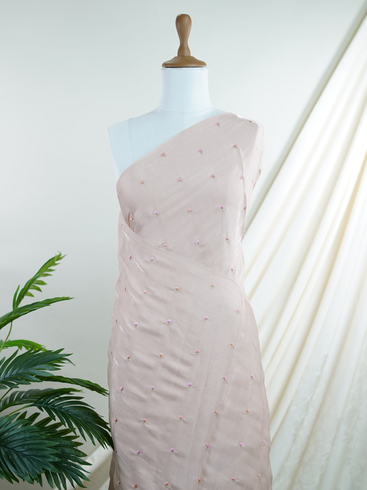 Katan Peach 100% Pure Tissue - Manoranjitham Weaves - Handloom Store